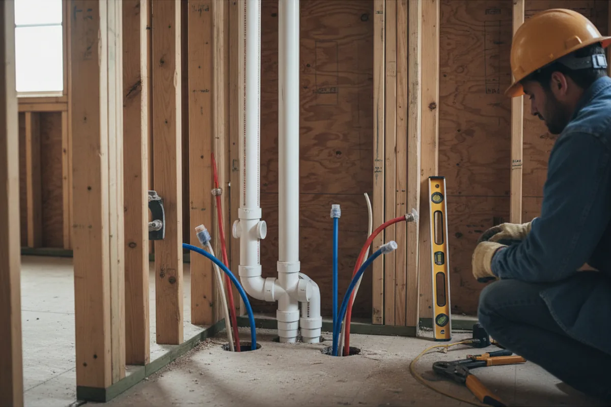Drain and supply rough-in during Garbage Disposal Repair in Reynolds