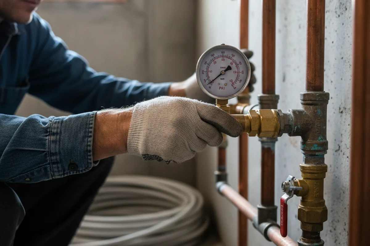 Pressure testing a repaired line during Water Line Repair in Reynolds